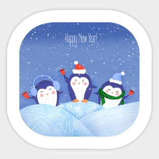 Tree little penguins Sticker